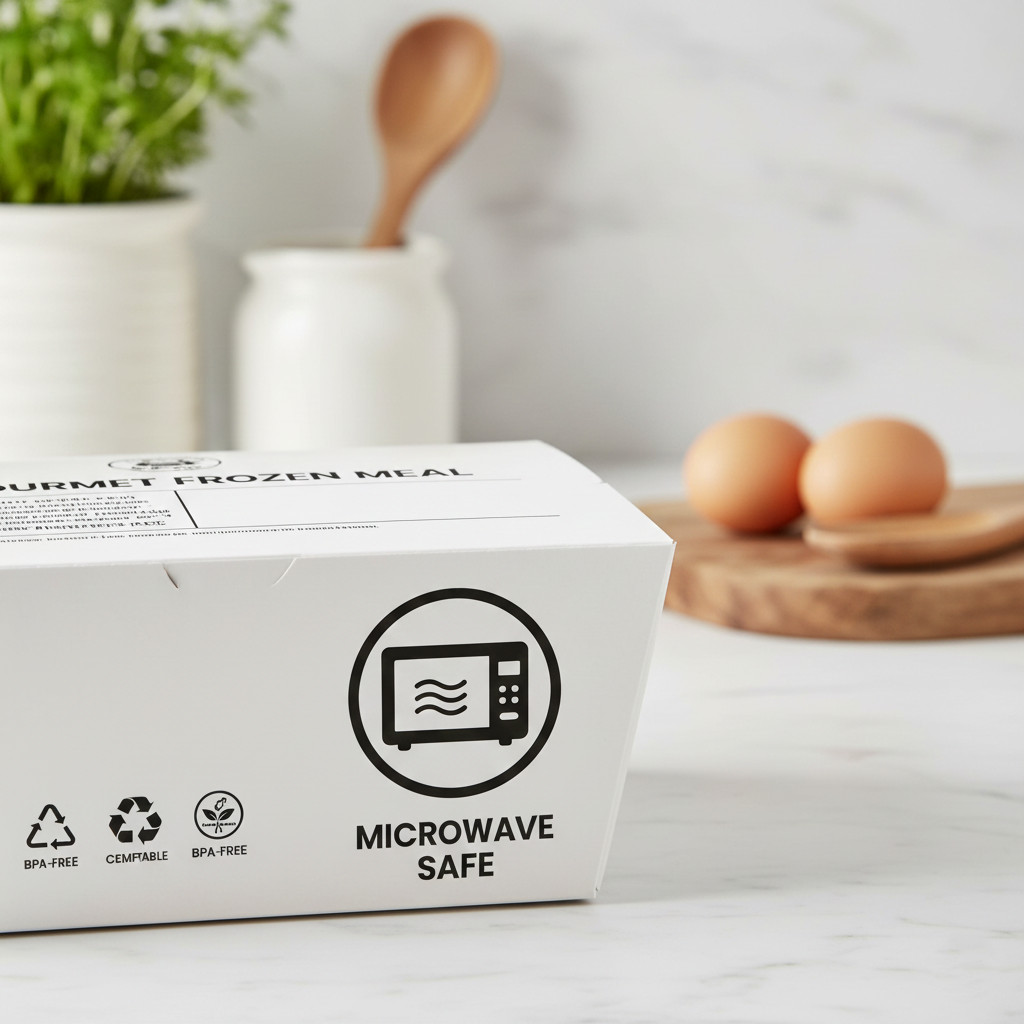 A standard microwave-safe symbol embossed on the bottom of a food-grade container.